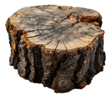 Detailed texture of a weathered tree stump, cut out - stock . png