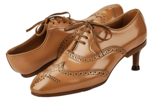 Brown leather brogue shoes for formal wear, cut out - stock .. png