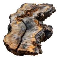 High-detail ancient petrified wood piece, cut out - stock . png