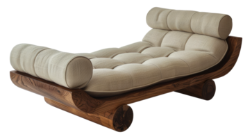 Sleek modern beige chaise lounge, cut out - stock .. png