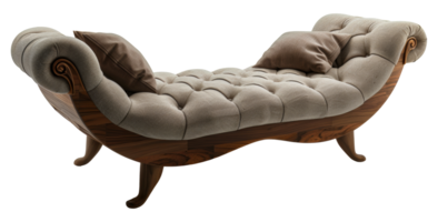 Modern beige sofa with tufted cushions, cut out - stock .. png