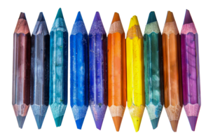 Arranged colorful pencils, cut out - stock .. png