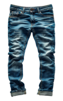 bedrövad blå denim jeans, skära ut - stock .. png