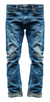 Distressed blue denim jeans, cut out - stock .. png