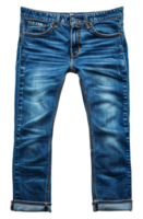Distressed blue denim jeans, cut out - stock .. png