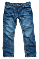 Distressed blue denim jeans, cut out - stock .. png