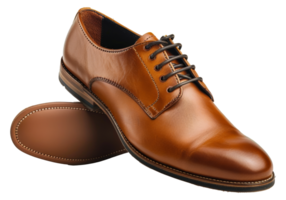 Classic brown leather dress shoes, cut out - stock .. png