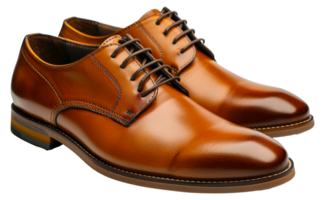 Classic brown leather dress shoes, cut out - stock .. png