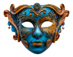 Venetian blue and gold decorative mask, cut out - stock .. png