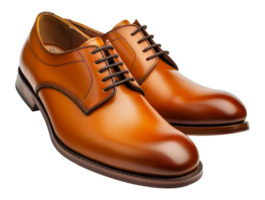 Classic brown leather dress shoes, cut out - stock .. png