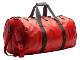 Bright red waterproof duffle bag for travel and sports, cut out - stock .. png