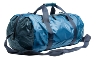 Durable blue fabric duffle bag, cut out - stock .. png