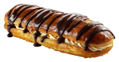 Gourmet chocolate drizzled pastry, cut out - stock .. png