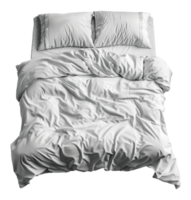 amassado branco cama roupa de cama dentro uma desfeito cama, cortar Fora - estoque .. png