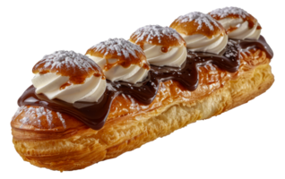 Gourmet chocolate drizzled pastry, cut out - stock .. png