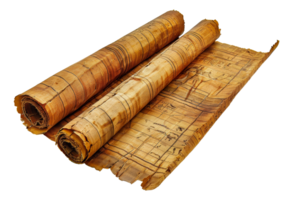 Rolled ancient Egyptian papyrus scrolls, cut out - stock .. png