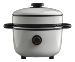 White electric slow cooker with glass lid, cut out - stock .. png