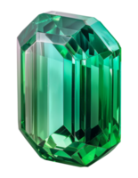 Polished green emerald gemstone with reflections, cut out - stock .. png