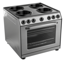 Stainless steel electric stove with oven, cut out - stock . png