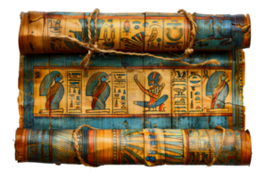 Detailed Egyptian papyrus featuring gods and hieroglyphs, cut out - stock .. png