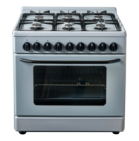 Modern white gas stove and oven, cut out - stock .. png