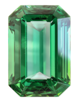 Polished green emerald gemstone with reflections, cut out - stock .. png