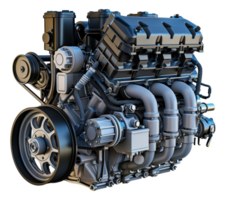 Complex black and blue engine, cut out - stock .. png