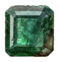 Polished green emerald gemstone with reflections, cut out - stock .. png