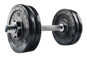 Shiny black dumbbell, cut out - stock .. png