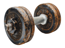 Old rusty dumbbell, cut out - stock . png