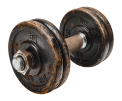 Old rusty dumbbell, cut out - stock . png