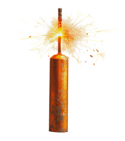 Exploding red flare with dynamic sparks, cut out - stock .. png
