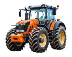 Modern orange tractor with sophisticated design and large tires, cut out - stock .. png