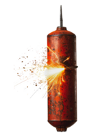 Rusty old dynamite stick with fuse, cut out - stock . png