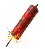 Exploding red flare with dynamic sparks, cut out - stock .. png