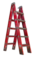 Weathered red folding ladder, cut out - stock .. png
