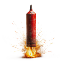 Exploding red flare with dynamic sparks, cut out - stock .. png