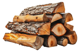 Stack of freshly cut firewood with rich textures and natural patterns, cut out - stock .. png