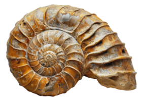 spirale ammonite fossile incorporato nel roccia, tagliare su - azione .. png