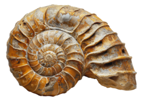 Spiral ammonite fossil embedded in rock, cut out - stock .. png