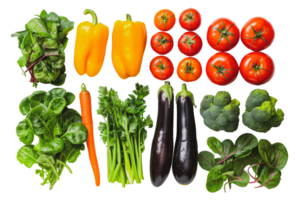 Mixed fresh vegetables assortment, cut out - stock .. png