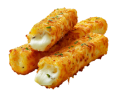 Crispy mozzarella sticks with fresh basil, cut out - stock .. png