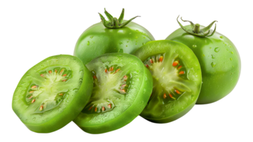 Freshly sliced green tomatoes, cut out - stock .. png