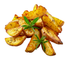 Fresh grilled plantain slices with parsley garnish, cut out - stock .. png