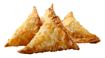 Krispig gyllene friterad samosas traditionell mellanmål, skära ut - stock .. png