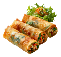 Fresh vegetable spring rolls with crisp lettuce, cut out - stock .. png