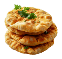 Single fresh pita bread, cut out - stock .. png