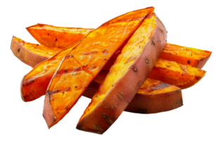 Crispy sweet potato fries with spicy seasoning, cut out - stock .. png