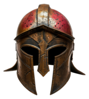 Red and black medieval knight helmet with visor, cut out - stock .. png