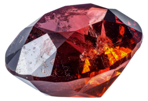 Vivid red crystal with intricate faceted design, cut out - stock .. png